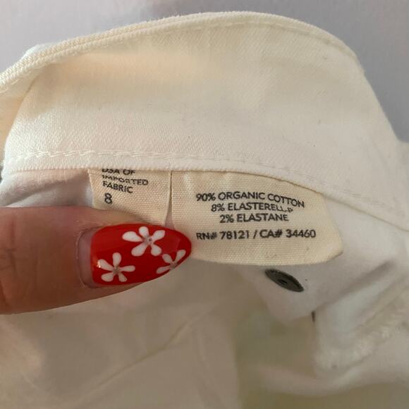 Eileen Fisher White Jeans Pants Mid Rise Skinny Tapered Straight Women's size 8 - Picture 12 of 13